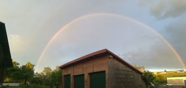 Rainbow over village