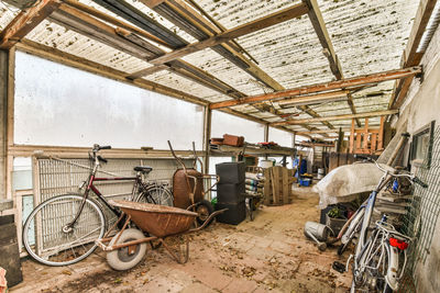 Bicycle parked in factory