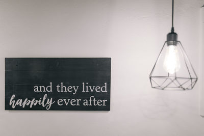 Close-up of text on wall