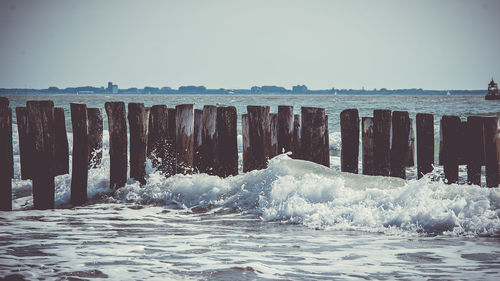 Scenic view of sea against clear sky