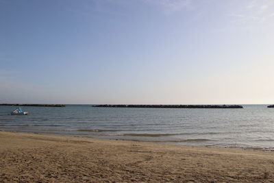 Scenic view of sea against clear sky