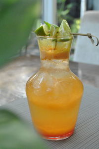 Close-up of drink in glass on table