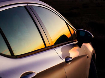 Close-up of car on side-view mirror