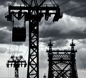 Low angle view of silhouette ferris wheel against sky