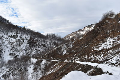 Winter in ushguli in the caucasus mountains in samegrelo-zemo svaneti region, georgia