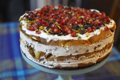 Close-up of cake on table