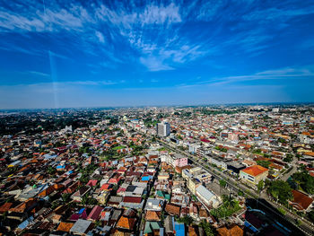 High angle view of townscape against sky