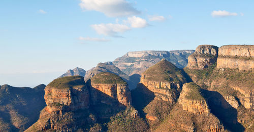 Panoramic view of rock formations against sky