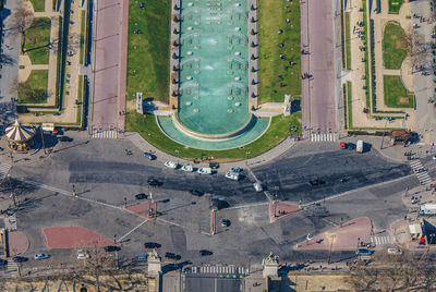 High angle view of city street