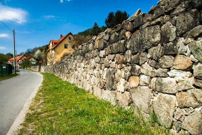 Road by building against sky