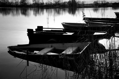 Boats in calm lake