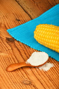 Close-up of food on wooden table