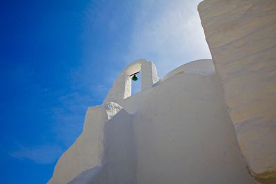 Low angle view of built structure against blue sky