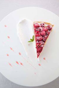 High angle view of dessert in plate