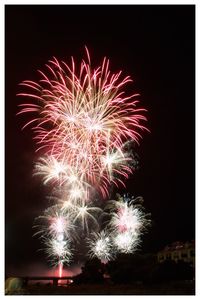 Low angle view of firework display at night