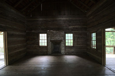 Wide angle view of a cabin interior