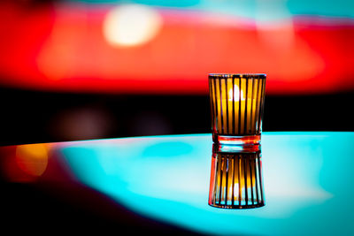 Close-up of drink in glass on table