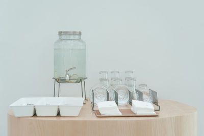 Close-up of bottles on table