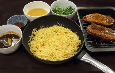 Close-up of food on table