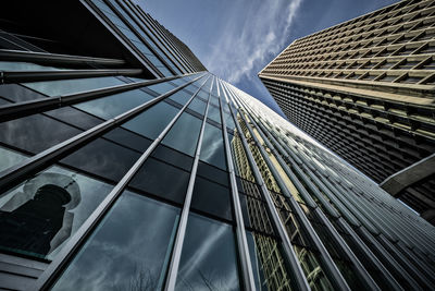 Low angle view of modern building against sky