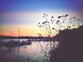 Scenic view of sunset over calm sea