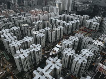 High angle view of buildings in city