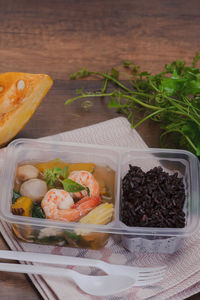 Close-up of food on table