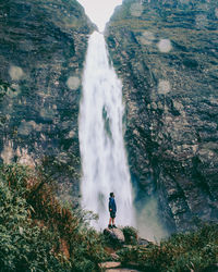 Scenic view of waterfall in forest