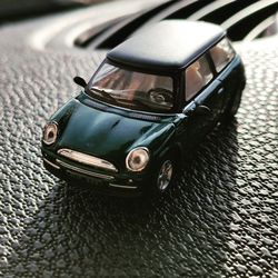 High angle view of vintage car on table