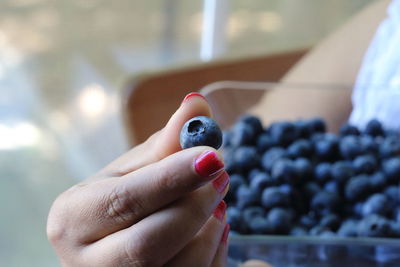 Cropped image of hand holding fruit