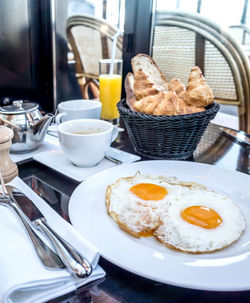 Fried eggs on plate