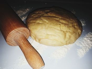 High angle view of bread on table