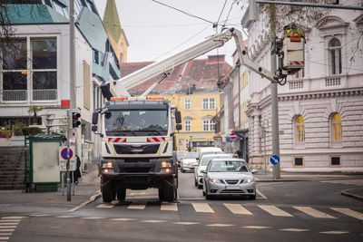 High angle view of city street