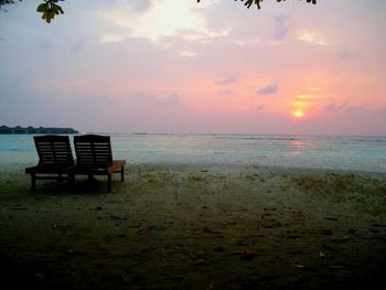 Scenic view of sea at sunset