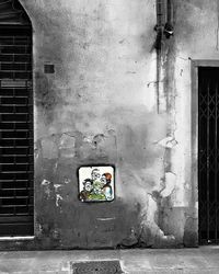 Brick wall with closed door