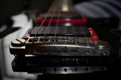 Extreme close-up of electric guitar