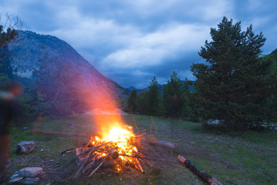 Bonfire against sky