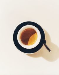 Close-up of coffee on white background