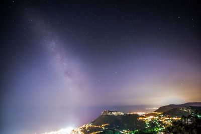 View of illuminated landscape at night