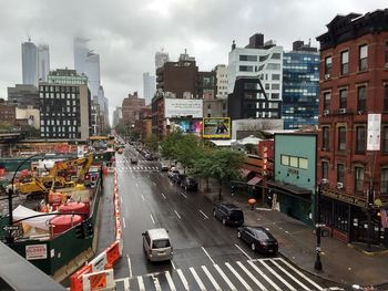 High angle view of traffic on city street