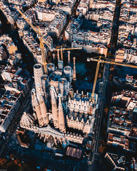 High angle view of city buildings