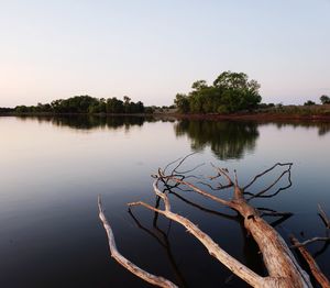 Scenic view of lake against sky