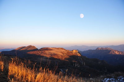 Scenic view of mountains against clear sky