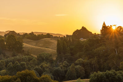 Scenic view of landscape against sky during sunset