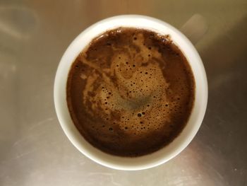 High angle view of coffee on table