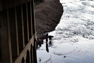 Reflection of built structure in water