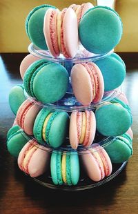 Close-up of multi colored candies on table