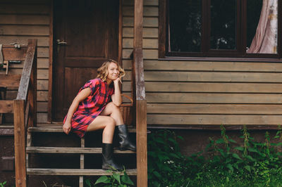 Woman sitting on bench