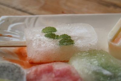 High angle view of ice cream in plate