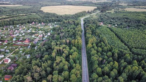 High angle view of agricultural field